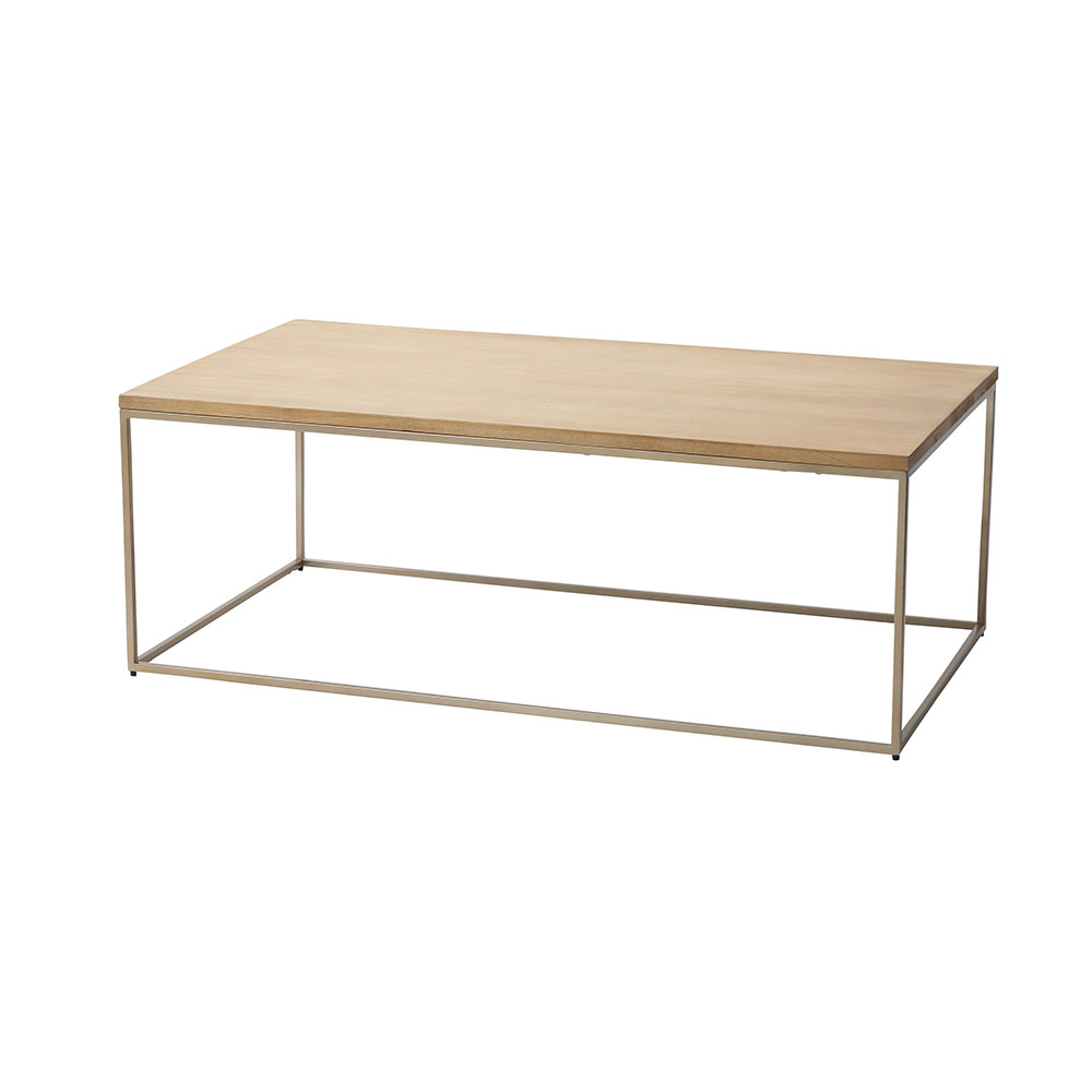 ローテーブル　マットゴールドアイアンフレームｘ白木天板