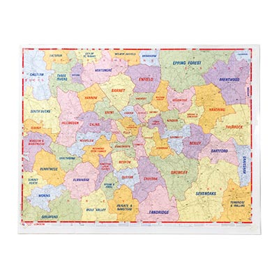 地図　ロンドン　赤枠・青枠カラフル両面
