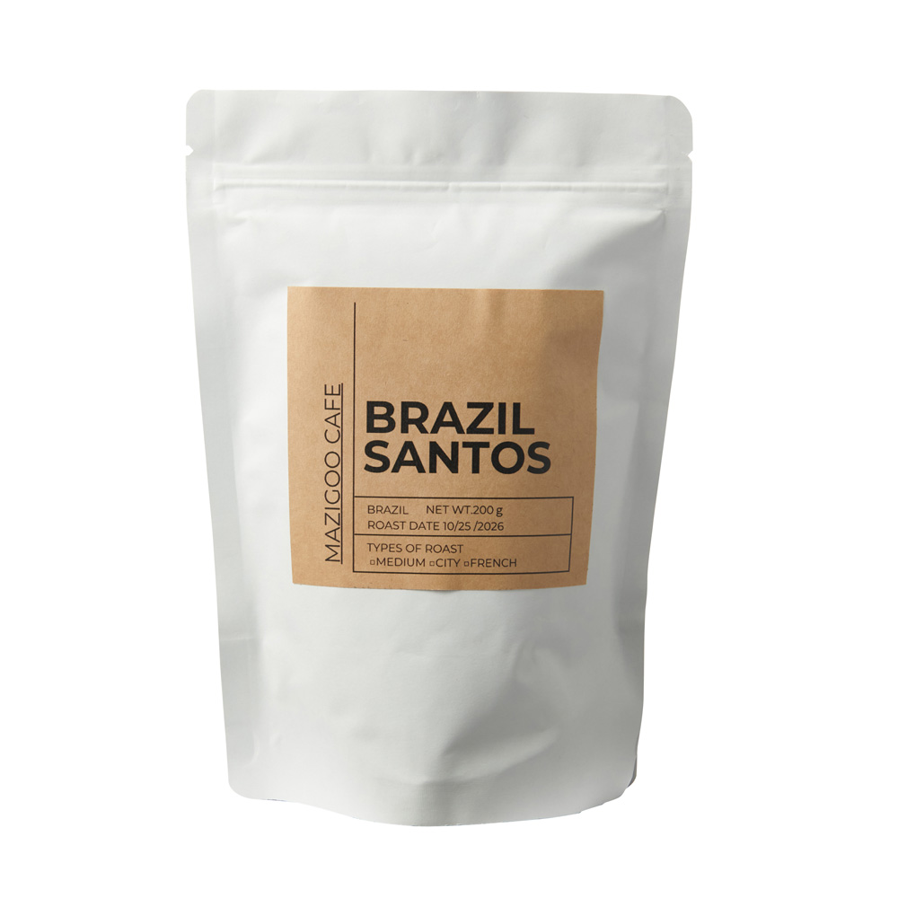 コーヒー袋　ホワイト　”BRAZIL COFFEE”