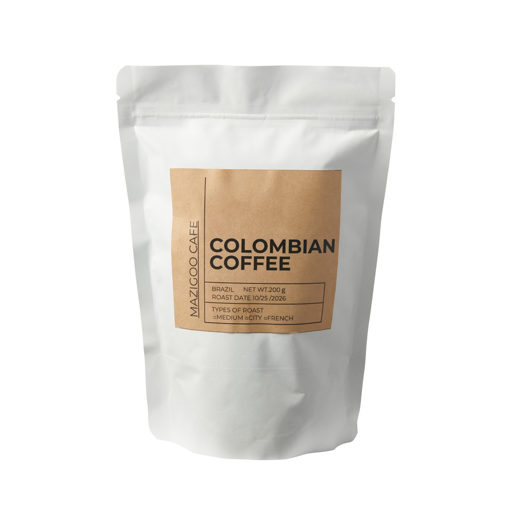 コーヒー袋　ホワイト　”COLOMBIA COFFEE”