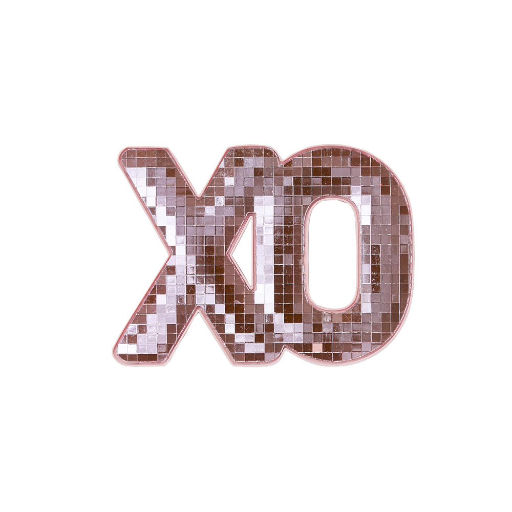 ワードオブジェ　ピンクミラー　”XO”