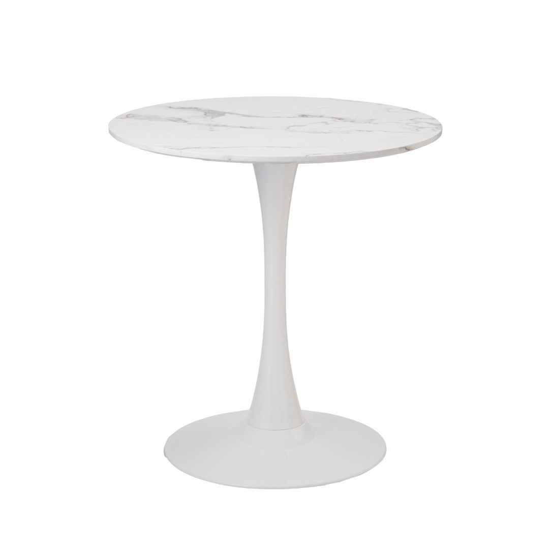 ラウンドテーブル　大理石風天板×ホワイトレッグ