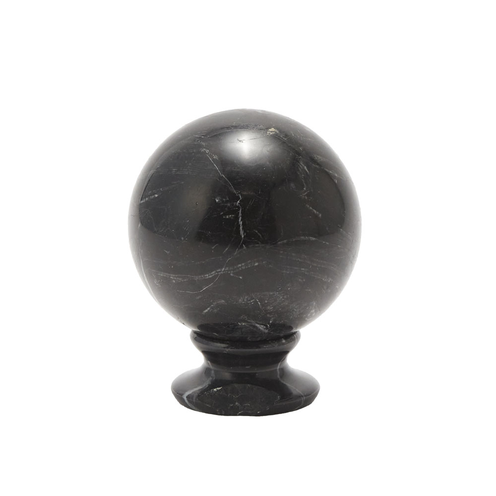 大理石ボール ブラック 台付