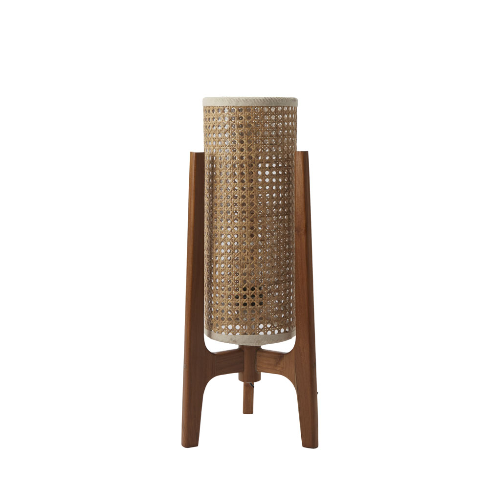 フロアランプ　ラタンチューブｘウッドスタンド