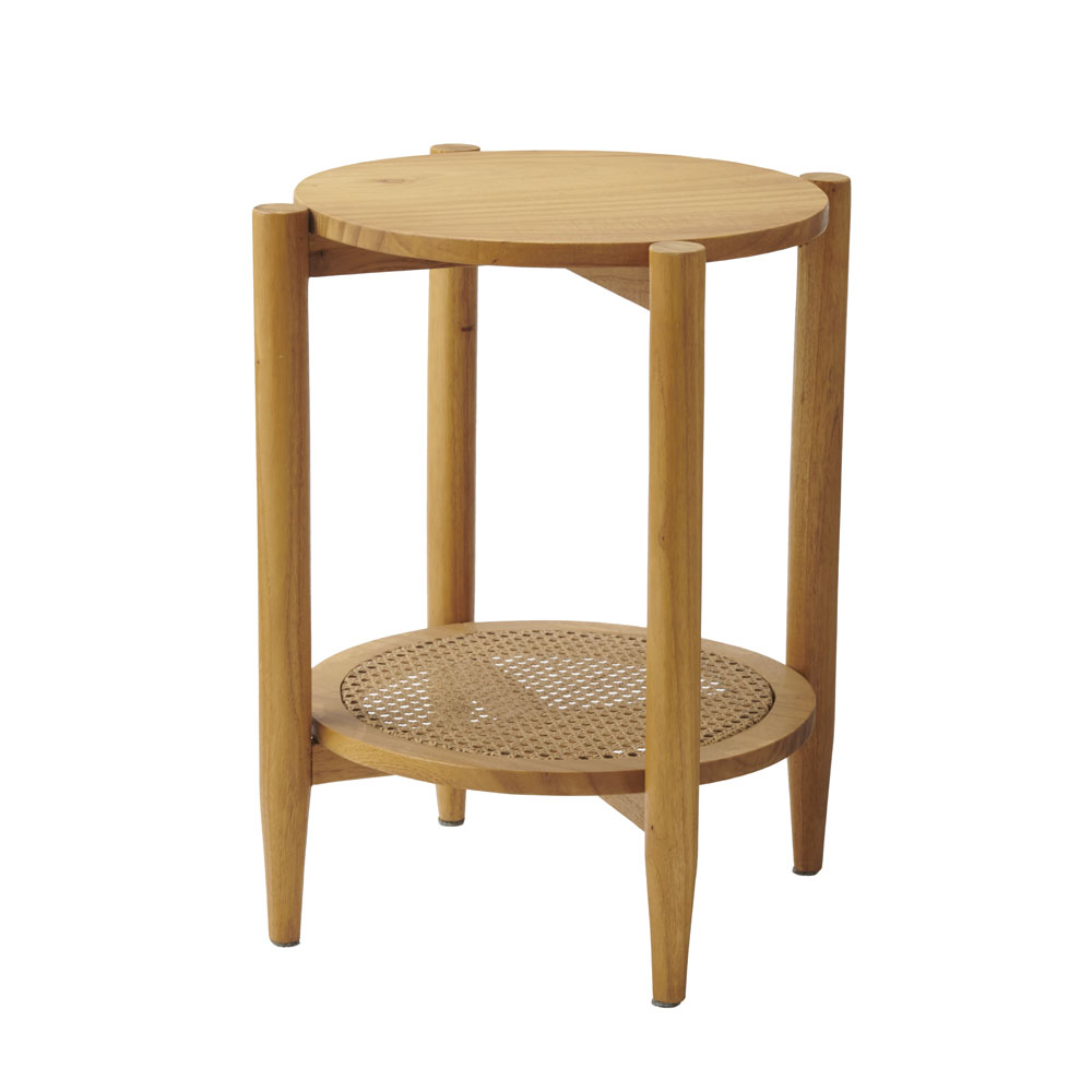 サイドテーブル　チークｘラタン