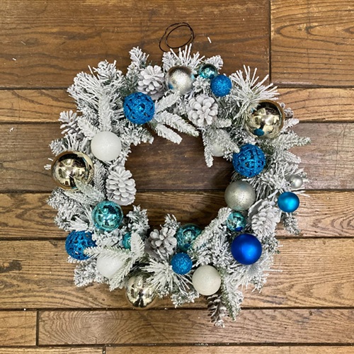 リース　ブルーオーナメントｘスノー