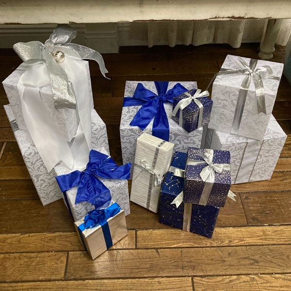 ラッピングボックス 11点セット ブルーｘホワイト