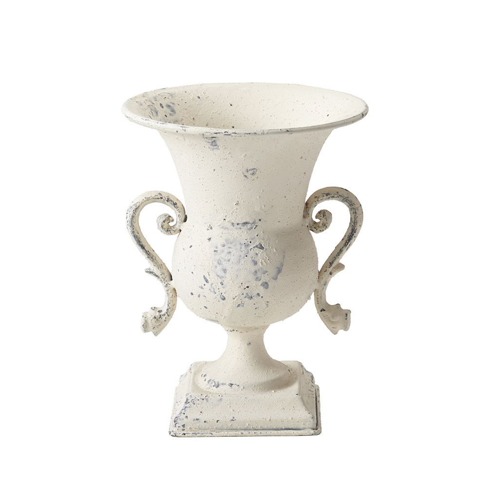 フラワーベース　ホワイト　アンティーク風　取っ手付