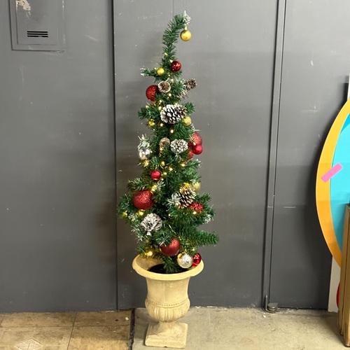 クリスマスツリー　グリーンｘオーナメント&電飾　土台付