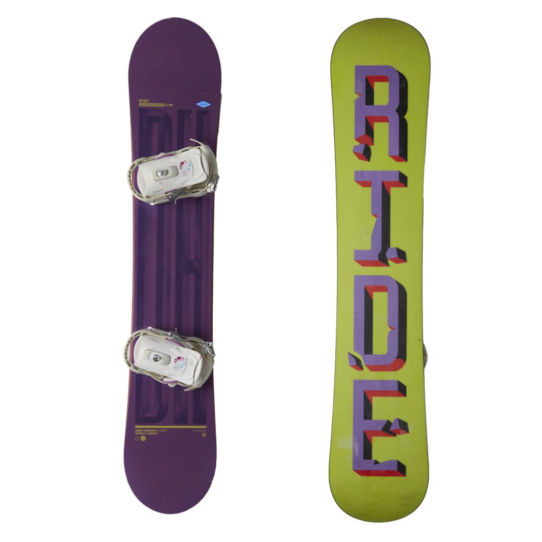 スノーボード　パープル×イエロー　”RIDE”　※ヴィンディング付