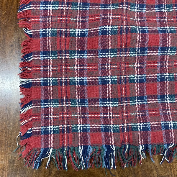 マルチカバー　レッドｘブルーチェック全フリンジ