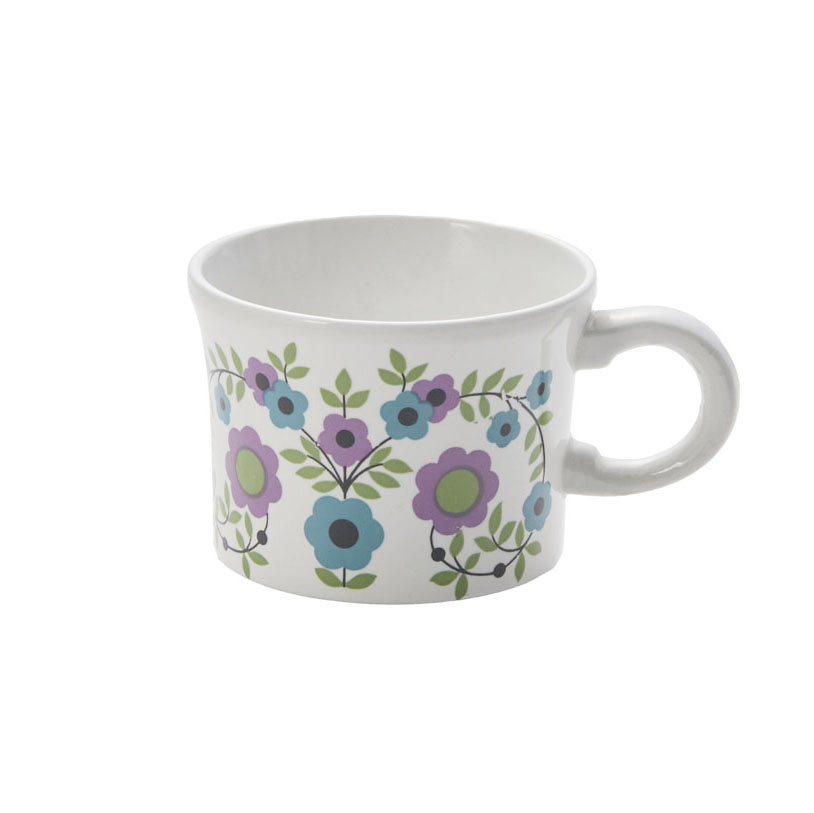 カップ ブルーｘパープルフラワー