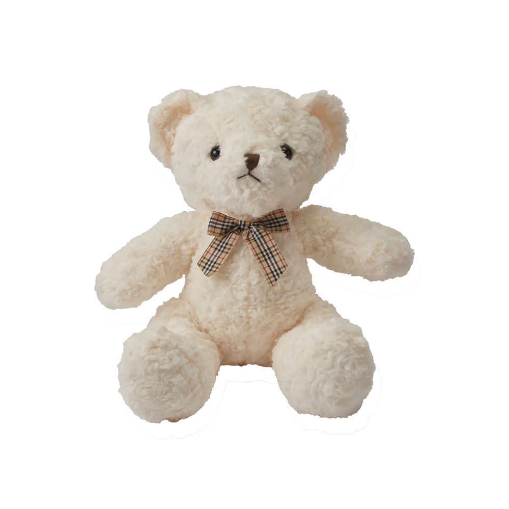 ヌイグルミ クマ クリーム ブラウンチェックリボン