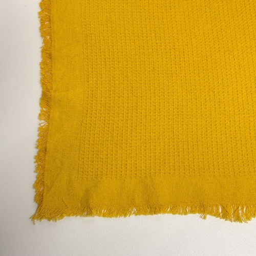 マルチカバー　マスタード　ワッフルｘショートフリンジ