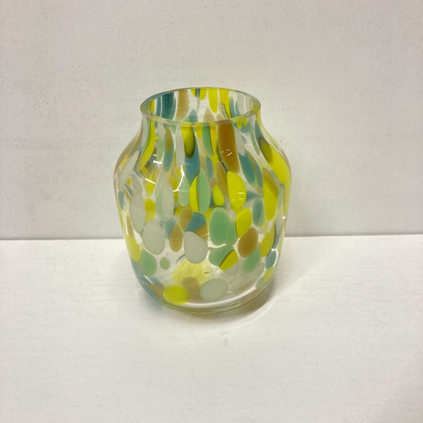 花器　イエローマーブル　つぼ型