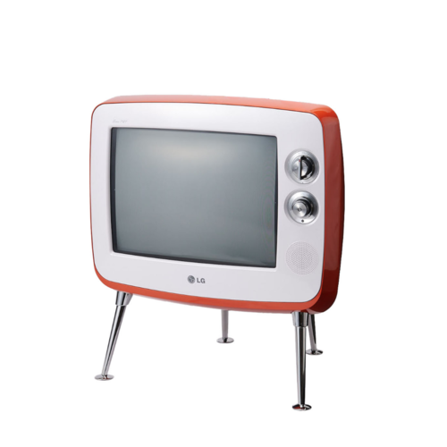 ブラウン管テレビ　レトロオレンジ　脚付き