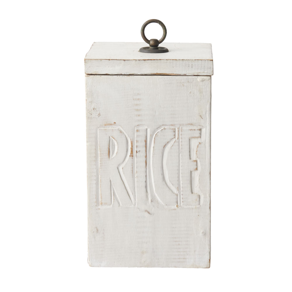 キャニスター ＷＯＯＤ クリーム 縦長 ”ＲＩＣＥ”